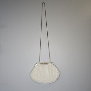 Goldco Vintage Pearl White Evening Bag 1970's Seashell Closure